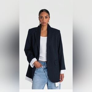 Women's Navy Pinstripe Blazer